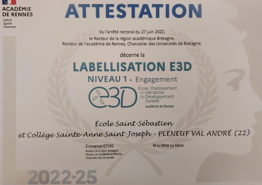 Cérémonie labellisation E3D
