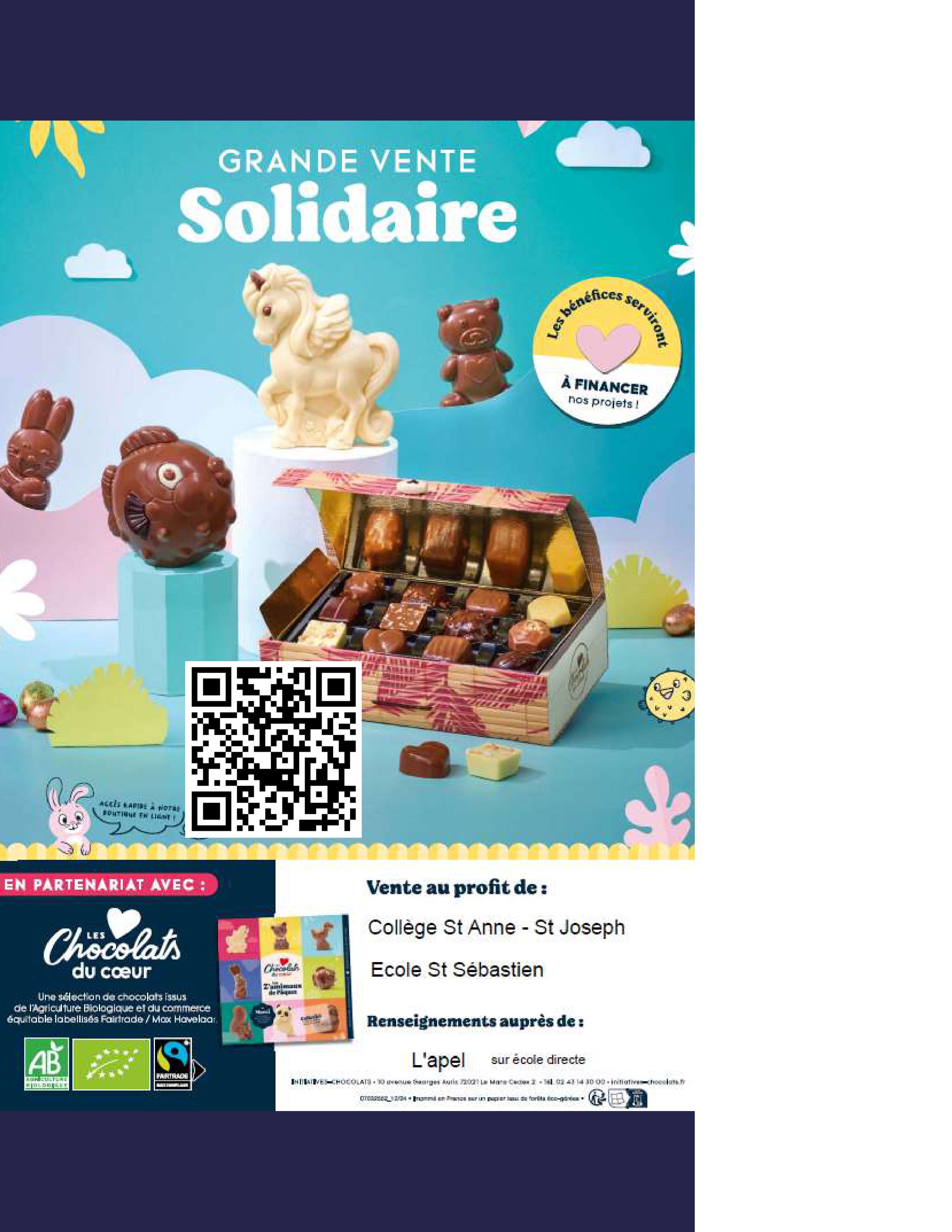 VENTE CHOCOLATS  MARS 2025