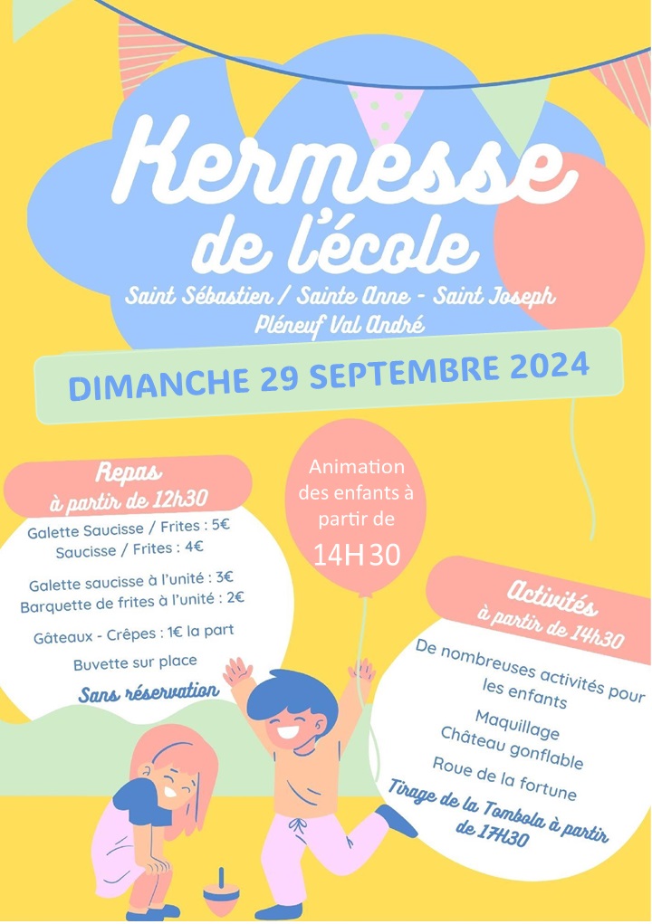 KERMESSE ECOLE 29 SEPTEMBRE 2024